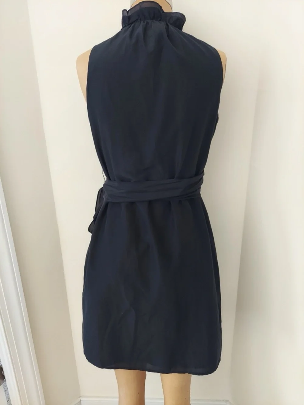 LOFT Black Ruffle Wrap Dress with Side Tie - Picture 3 of 4